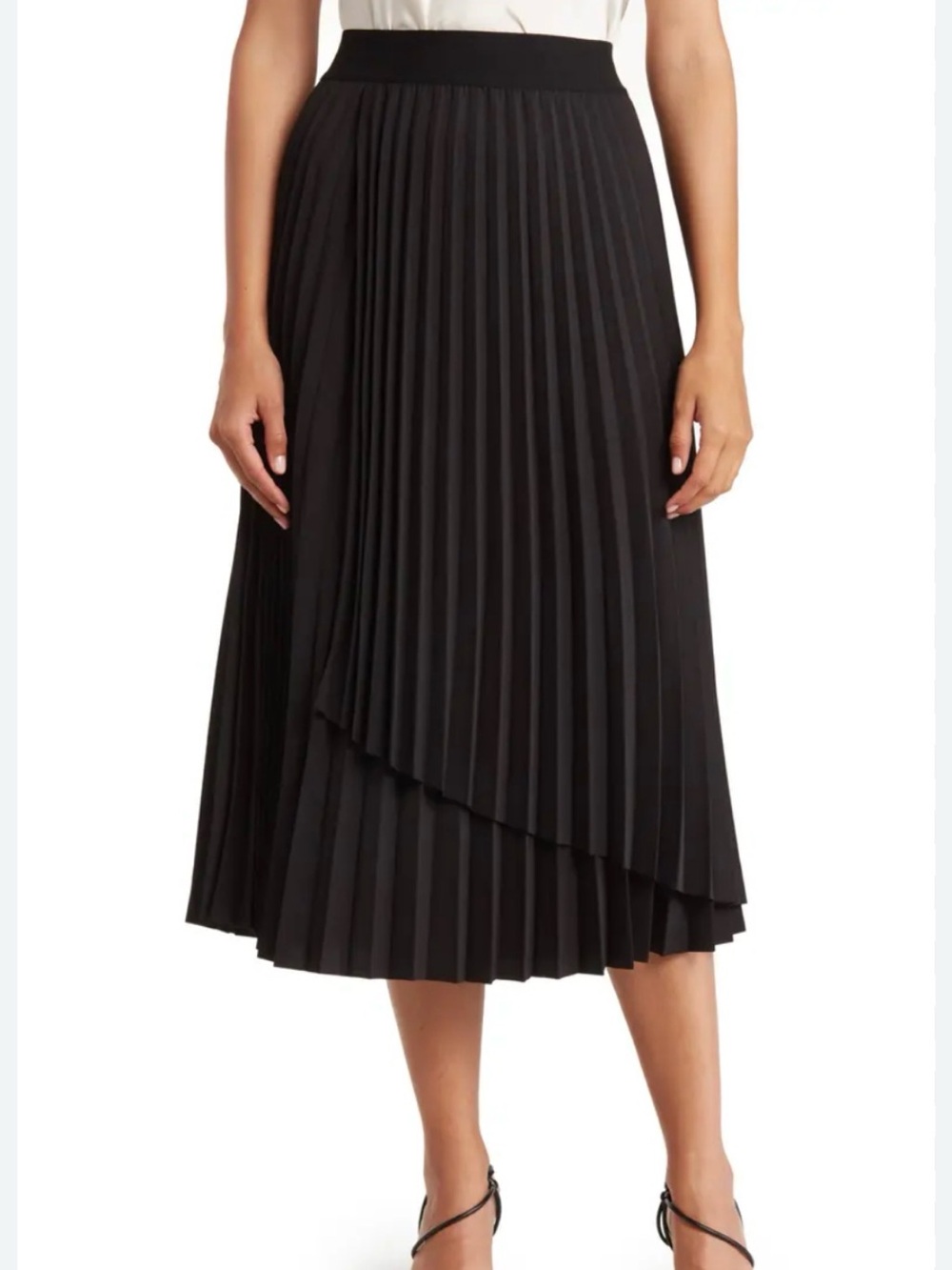 EUC DR2 Black Pleated Midi Skirt - Women